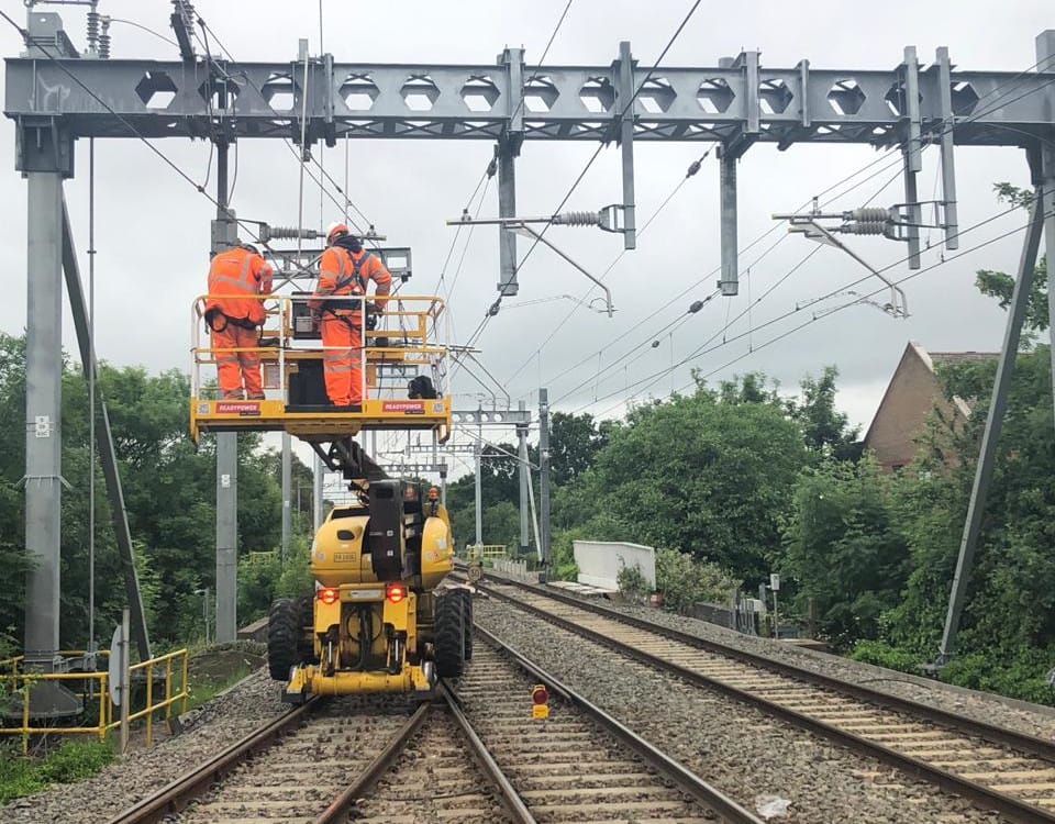 OLE works at Wickford Station. – Rail Power & Construction Limited